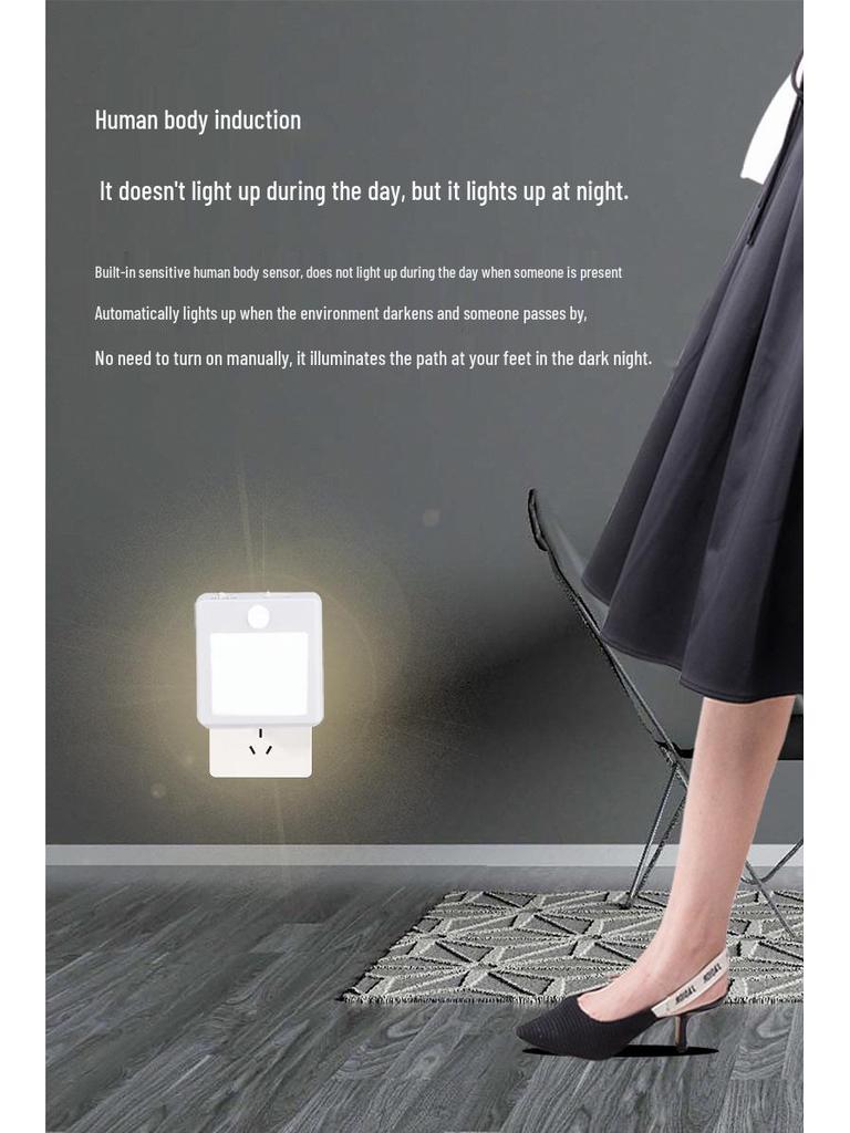 YOC Adjustable Infrared Sensor Night Light, Stepless Dimming, EU Plug, Warm & Cool White.