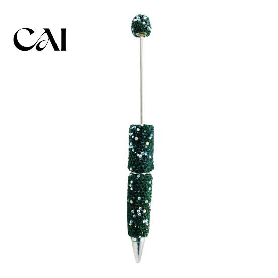Crystal Diamond Gel Pen Beadable Pens, Bling Rhinestone Beaded DIY Bead Pen, Shaft Decorative Craft Black Ink Ballpoint Pens for Decorations