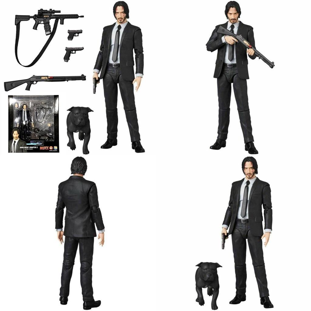 Medicom Toy Mafex 085 John Wick Chapter 2 Action Figure With Interchangeable Heads And Box Packaging