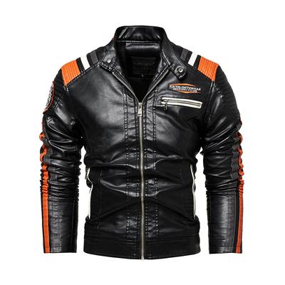 Winter Men's Leather Thickened Stand Collar PU Leather Jacket New Motorcycle Wear Men's Coat