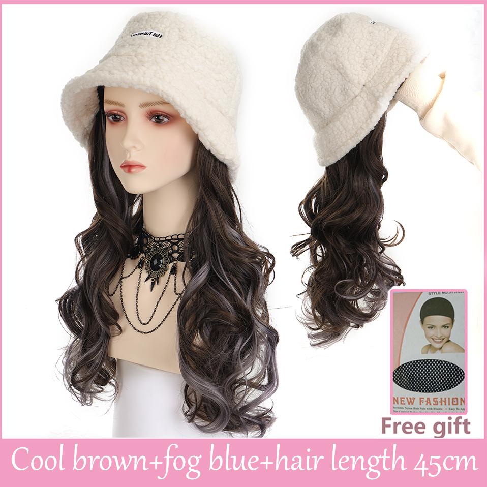 

Синтетическая шапка-бини с париками для женщин, длинные волнистые волосы, синтетический парик, теплая мягкая лыжная вязаная осенне-зимняя шапка