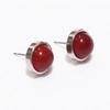 1pair Natural Stone Earrings Healing Crystal Quartzs Round Beads Steel Stud Fashion Ear Jewelry for Women Jewelry Gifts