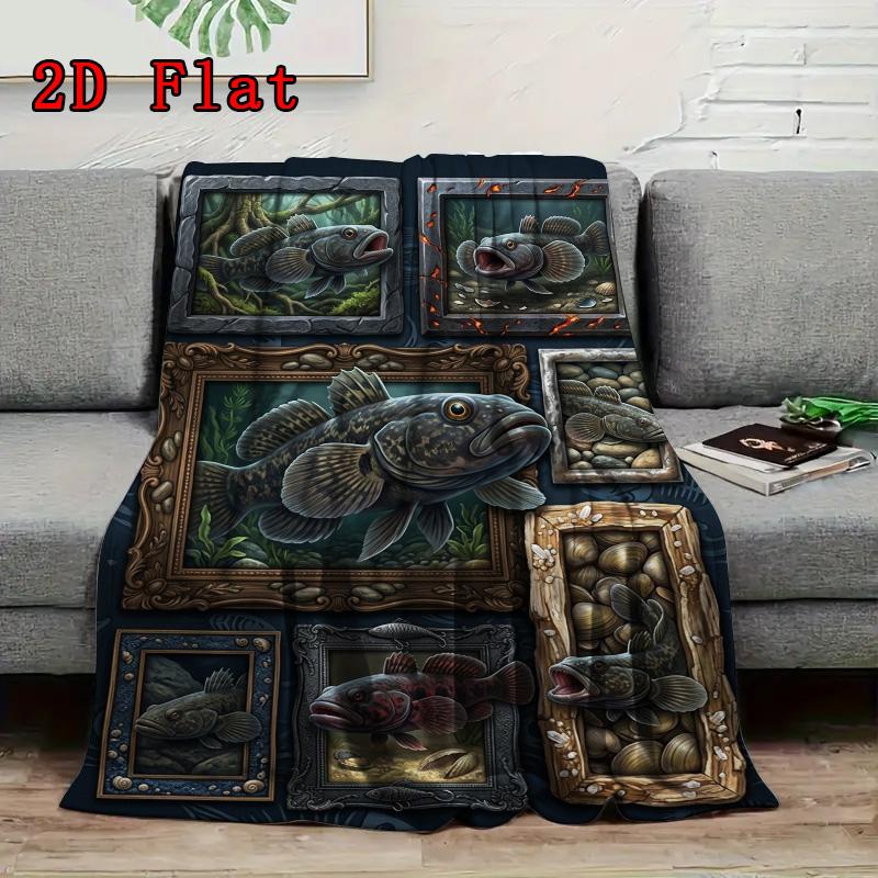 Underwater Fish Collection 2D Flat Pattern Flannel Blanket, High quality All Seasons, Home Decor, Warmth and Comfort, Perfect for Christmas Gifts.