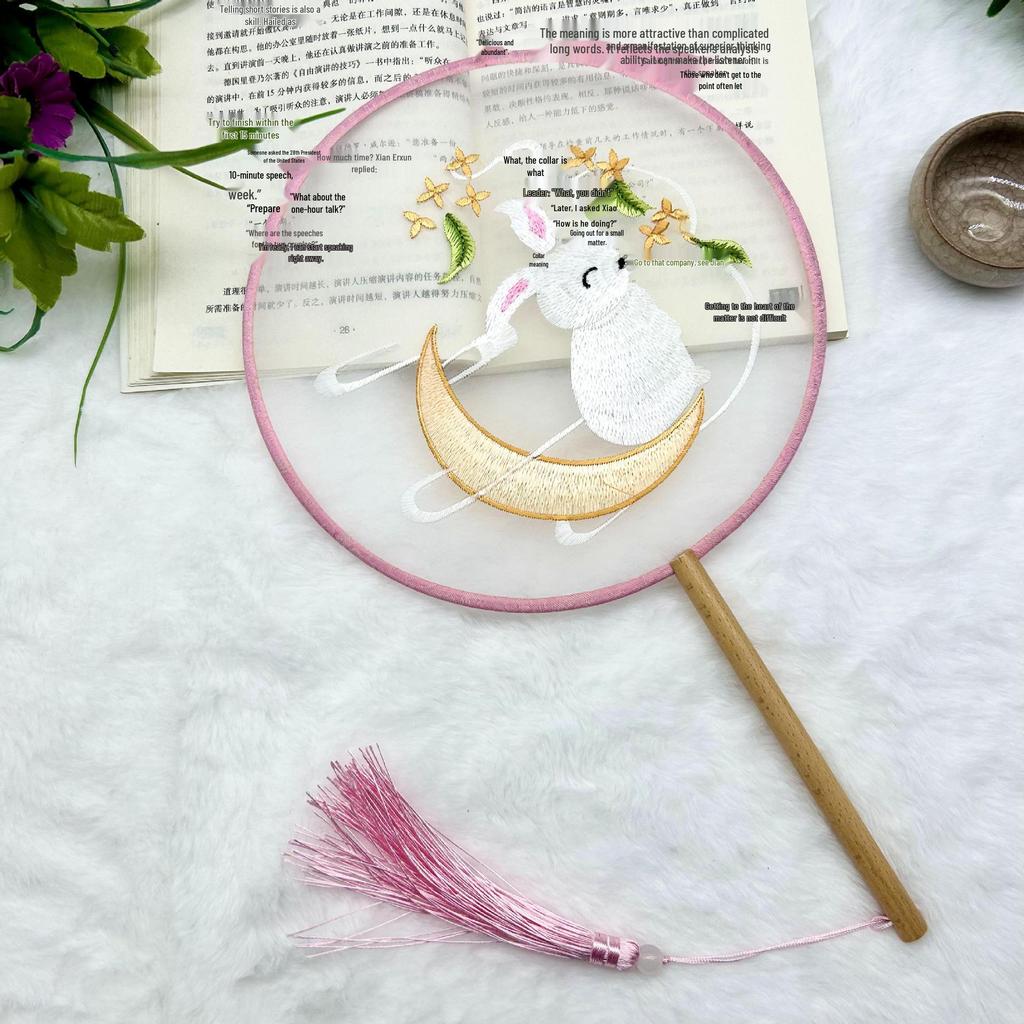 Ancient Style Single-Sided Suzhou Embroidery Dance Fan