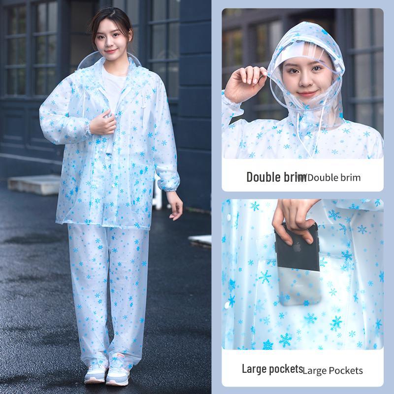 Women's Long Raincoat & Pants Set - Stormproof, Waterproof, Split Style for Electric Vehicles