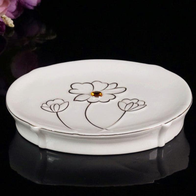 Ceramic Bathroom Five Piece Set Flower Pattern Wash Set Bathroom Accessories Wedding Gift Soap Dish Household Toothbrush Holder