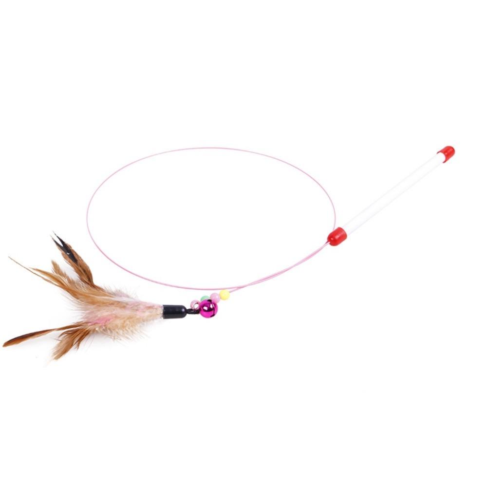 Bell Elastic Interactive Cat Feather Wand Pet Entertain Toy Cat Teaser Stick Kitten Teaser Wand