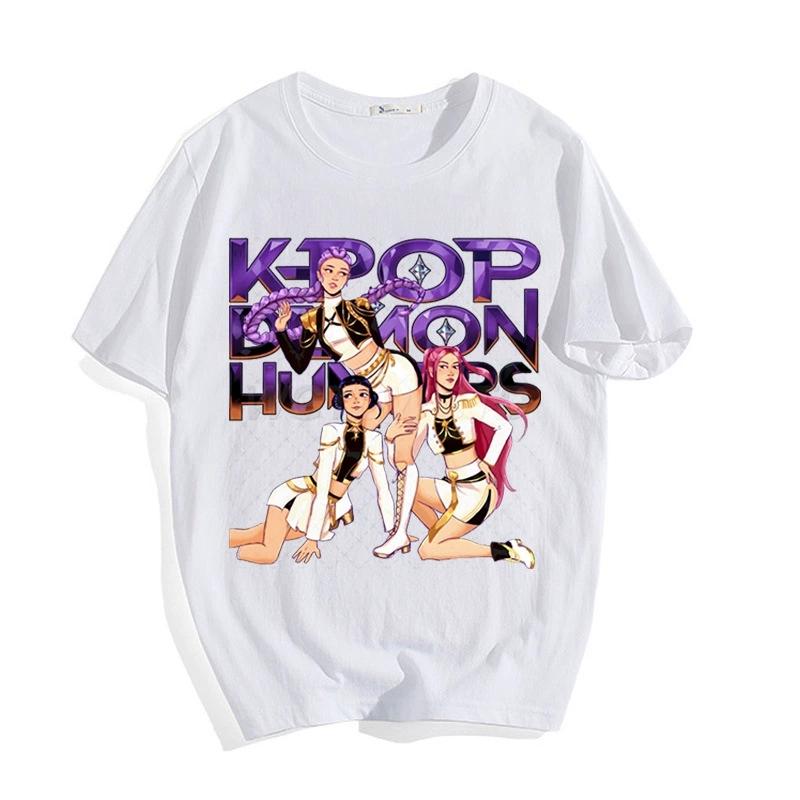 Women's Oversized T-Shirt with KPop Demon Hunters Animated Character Graphic Print Tee Casual Daily Wear & K-pop Enthusiasts