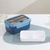 Nordic-Style Stainless Steel Lunch Box with Compartments, Fork, and Spoon - Microwave Safe