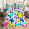 Retro 80s Style Bedding Set Twin King Size Abstract Geometric Pattern Duvet Cover Set Microfiber Circle And Triangle Quilt Cover
