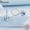 BAMOER 925 Sterling Silver Delicate Snowflake Ear Clips Blue Crystal Heart Ear Buckles for Women Birthday Gift Fine Jewelry