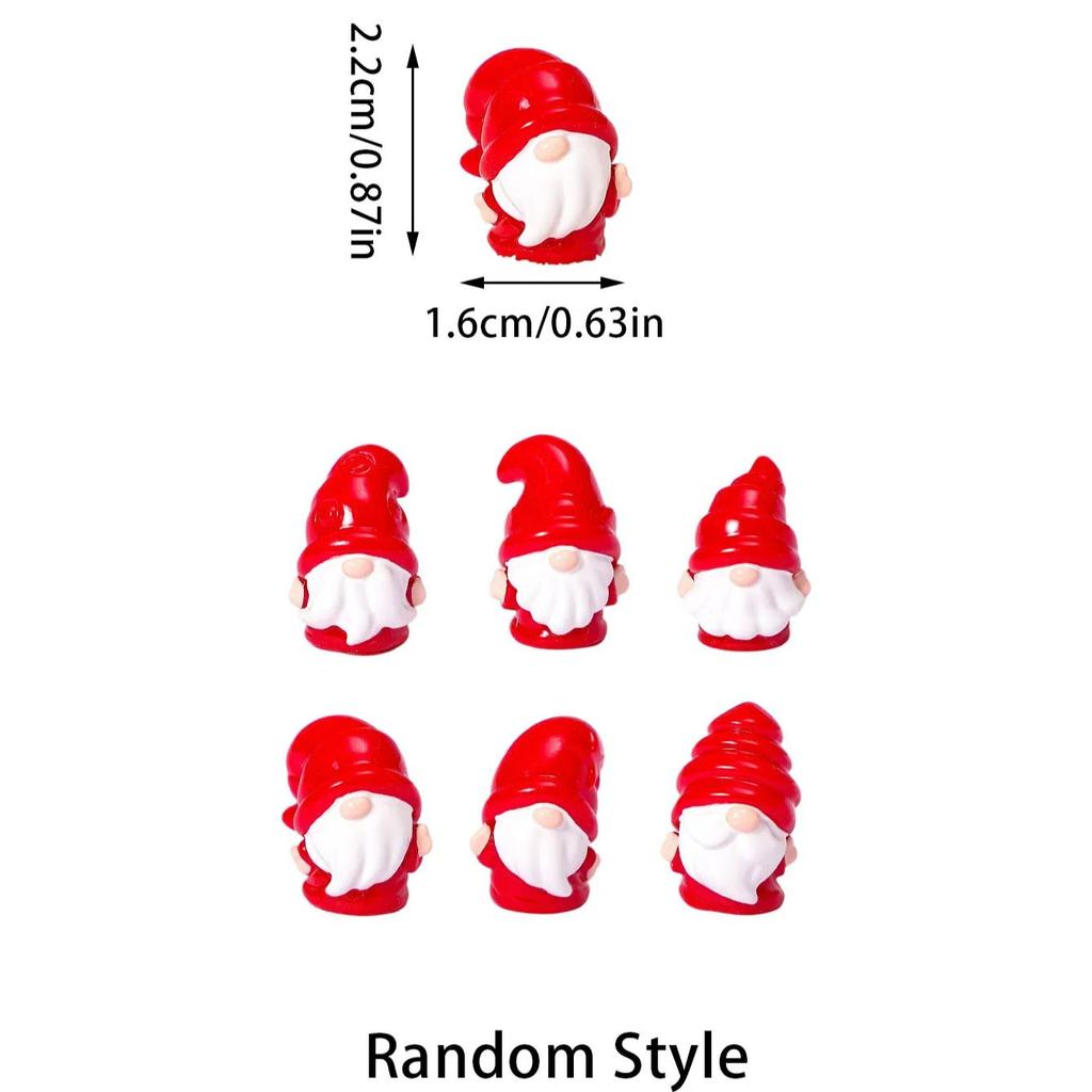 6/12Pcs Cute Mini Resin Gnomes Red Christmas Figurines For Diy Fairy Garden Fall Winter Thanksgiving Potted Plant Decor Gift