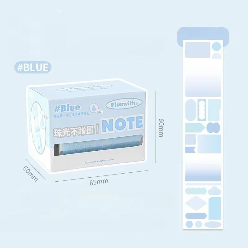 Pearlescent Pull Tab Sticky Notes Waterproof Translucent Study Memo Pads See-Through Reading Highlight Tape Stationery Gifts
