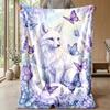 Floral Pig with Butterflies Theme blanket Lightweight Warm Flannel Blanket Decorative Throw Blanket for Home Decoration
