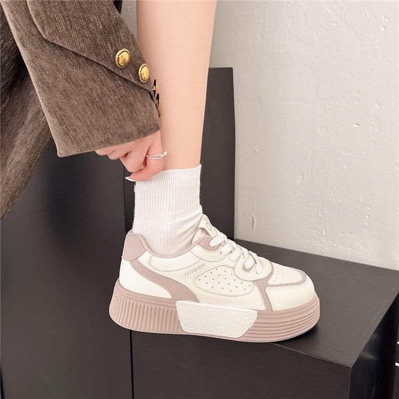 

Retro Contrasting Thick Soled Forrest Gump Shoes For Women Height Increasing Casual Sports Shoes 40 коричневий
