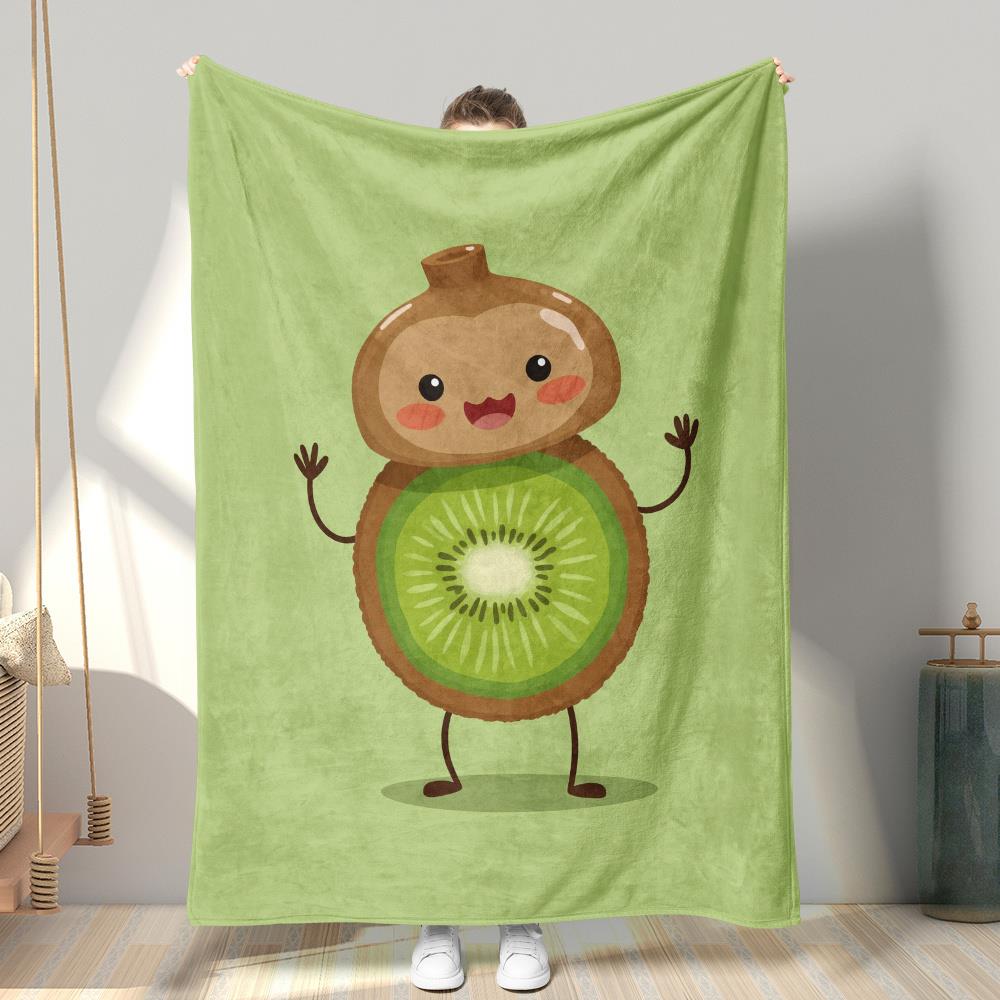

Cute kiwi fruit pattern Flannel printed blanket suitable for all seasons suitable for living room office sofa and travel 75x100cm