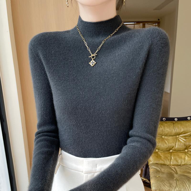 

Бесшовный полувысокий воротник базовый слой осень зима приталенный вязаный свитер женский универсальный водолазка нижнее белье 2XL