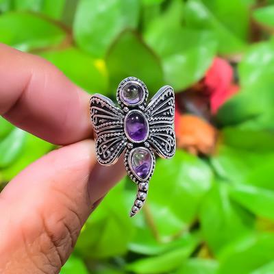 Sage Amethyst Handmade 925 Sterling Silver Jewelry Ring Size 8.5 B5T13