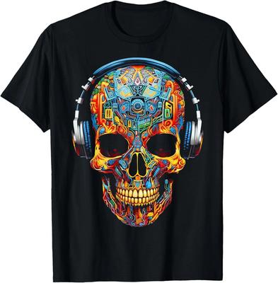 Skull Art Geometric Fantasy Colorful Graphic Skull T-Shirt