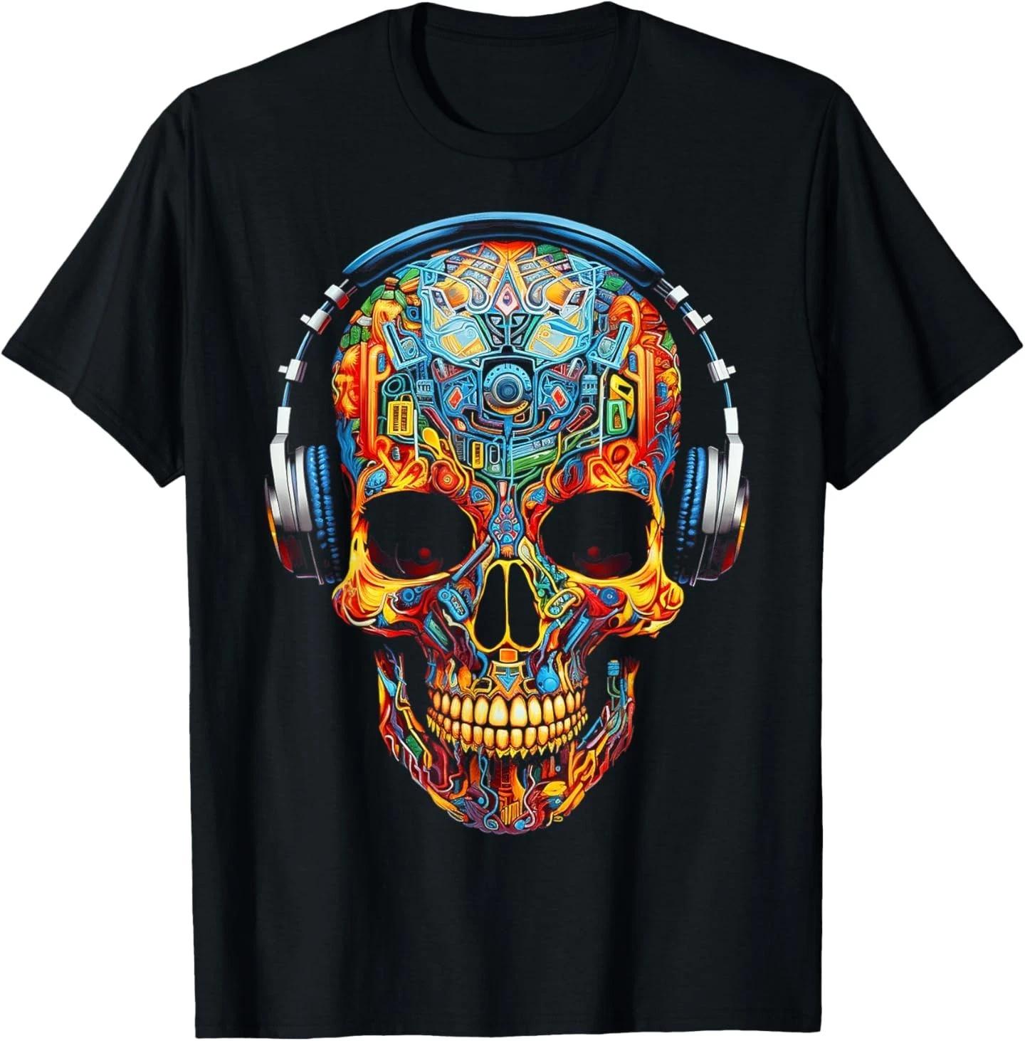 

Skull Art Geometric Fantasy Colorful Graphic Skull T-Shirt S