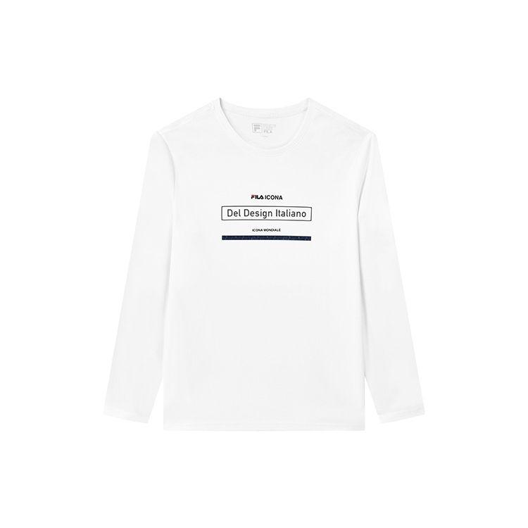 Fila Logo Printed Sports Casual Long Sleeve T-Shirt Men Tops White F11M038218GWT