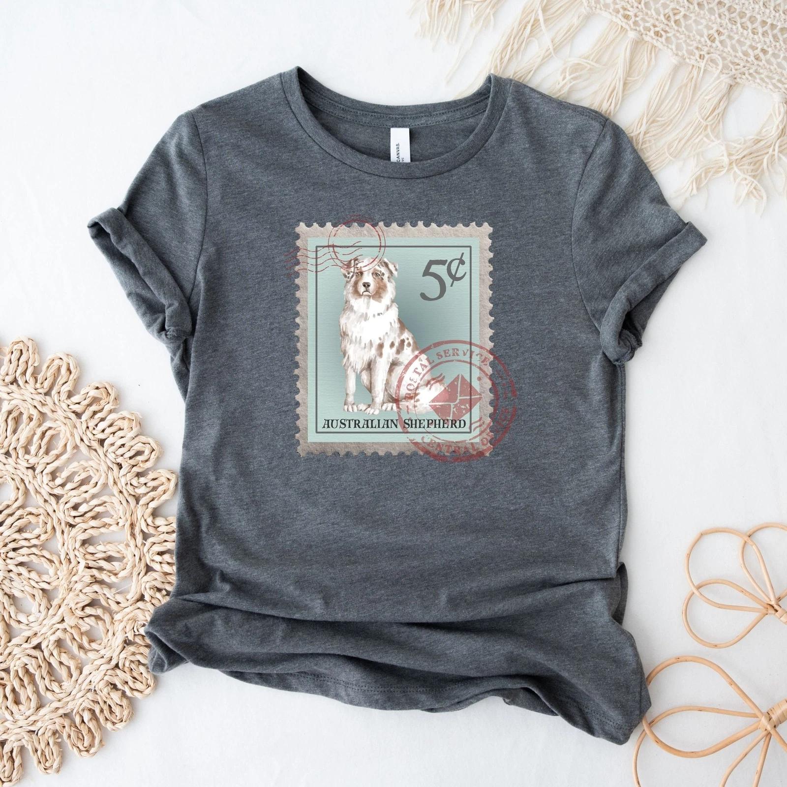 Australian Shepherd Postage Stamp Shirt S