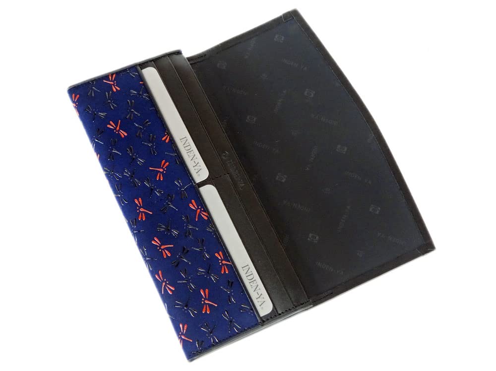 Inden Nagomi Long 7516 Navy Deerskin X Black Red Dragonfly Pattern [Indenya] Wallet, Bundles, Lacquer, Lacquer,