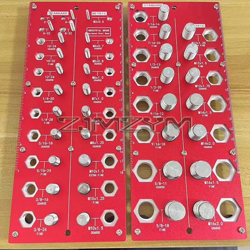 2 In 1 Nut and Bolt Thread Checker 38 Holes Bolt Size Thread Identifier Gauge Standard Metric Bolt Nut Gauge