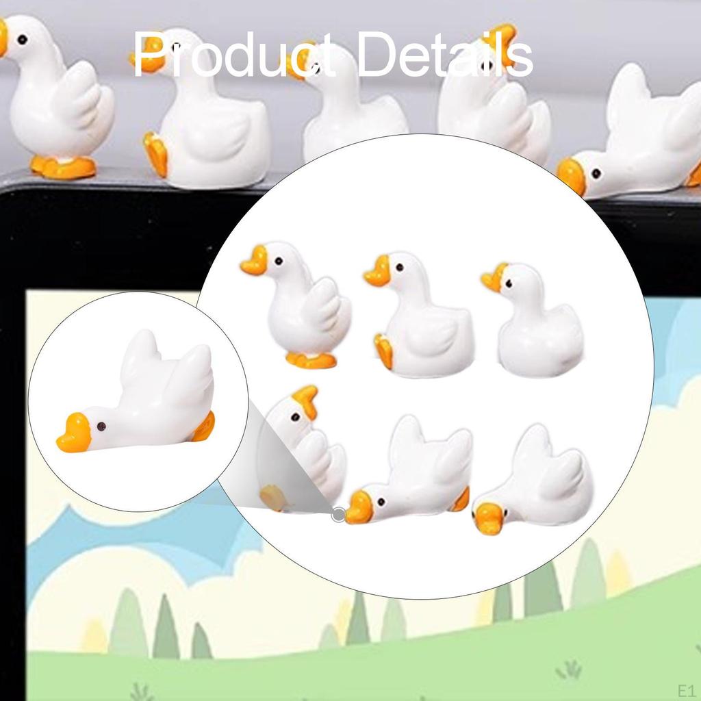 6Pcs Goose Car Dashboard Accessories Mini Animal Figurines Funny Statue Miniature Silly