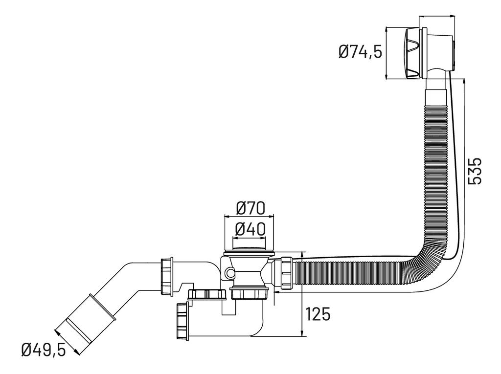 Automatic bathtub siphon with overflow, white Besco