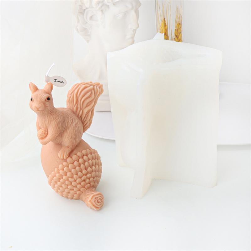 DIY Polymorphic Cute Squirrel Silicone Candle Mold 3D Animal Aromatherapy Candle Plaster Soap Epoxy Resin Mould Home Decor Gifts