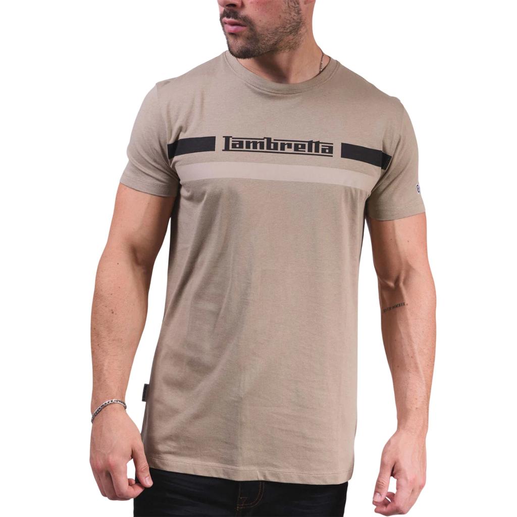 LAMBRETTA Męski T-shirt w paski na piersi