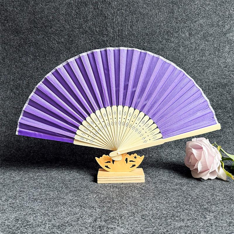 Bamboo Cloth Folding Fan Classical Blank Dancing Fans Handle Fan Chinese Art Crafts Gifts Decoration Fans Home Decor Gifts