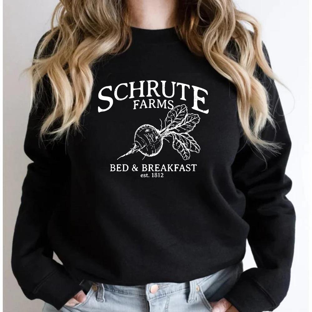 

Свитшот Schrute Farms Офисные свитшоты Смешные толстовки с капюшоном для телешоу Уличная одежда Женские толстовки с капюшоном Длинные рукава Пуловеры S чёрный
