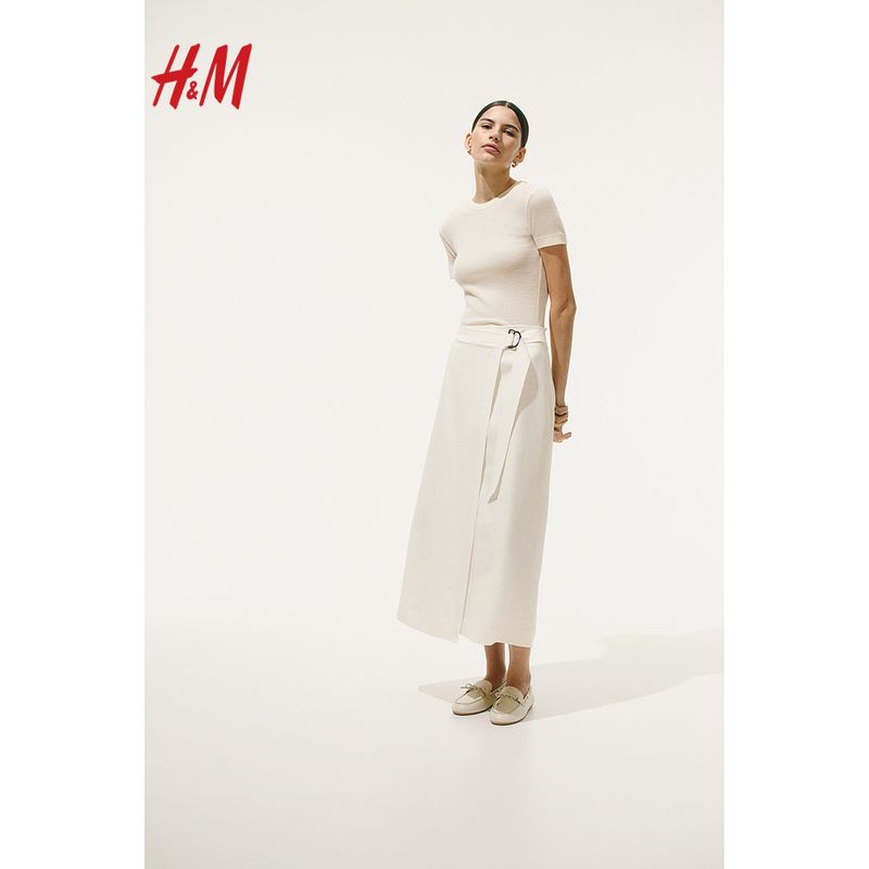 

HM 2025 Summer New Linen Blend Stomach Blanket Skirt 1280868