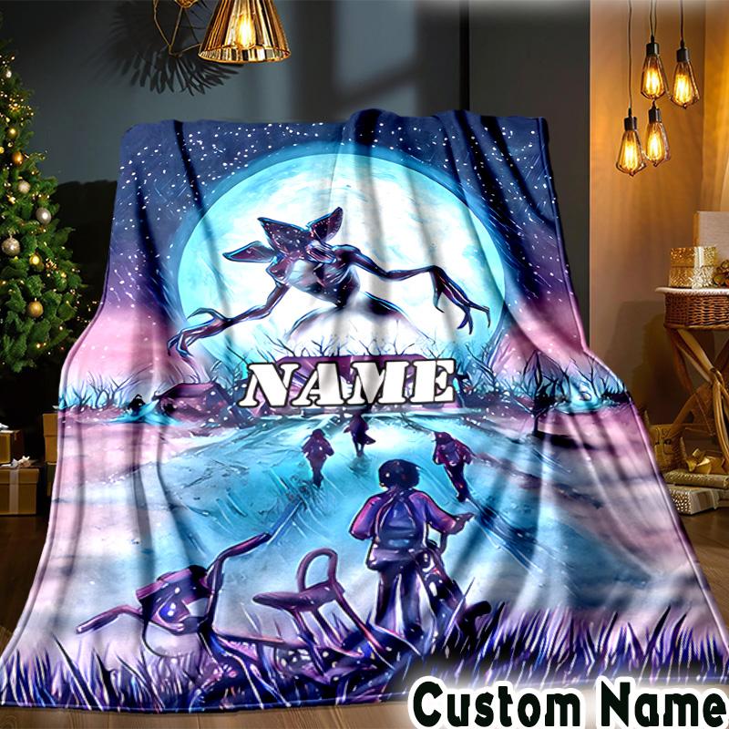 Custom Name Eleven Stranger Blanket Bedding Blanket Picnic Blanket for Women Men, Throw Blankets for Couch Bed, Christmas and Halloween gifts