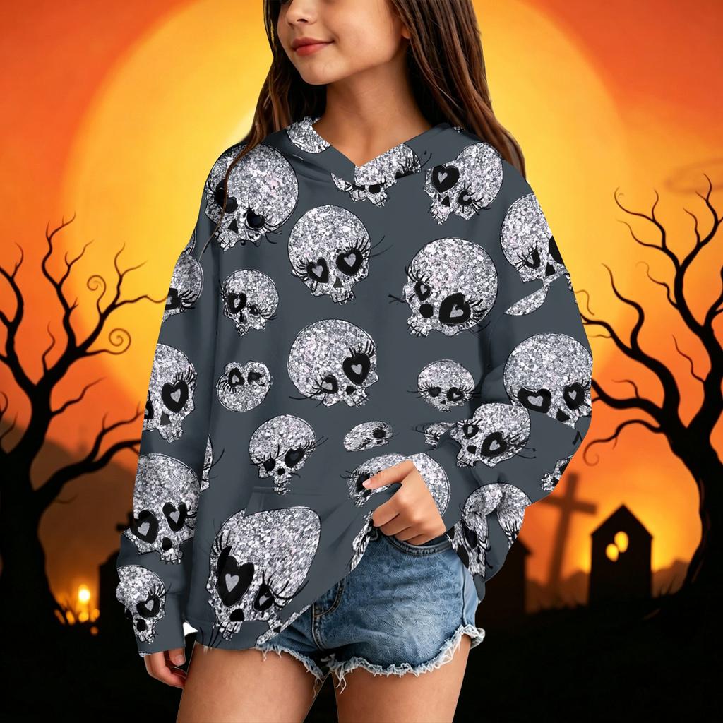 Kids Halloween Casual Printed Hoodie for Boys and Girls
