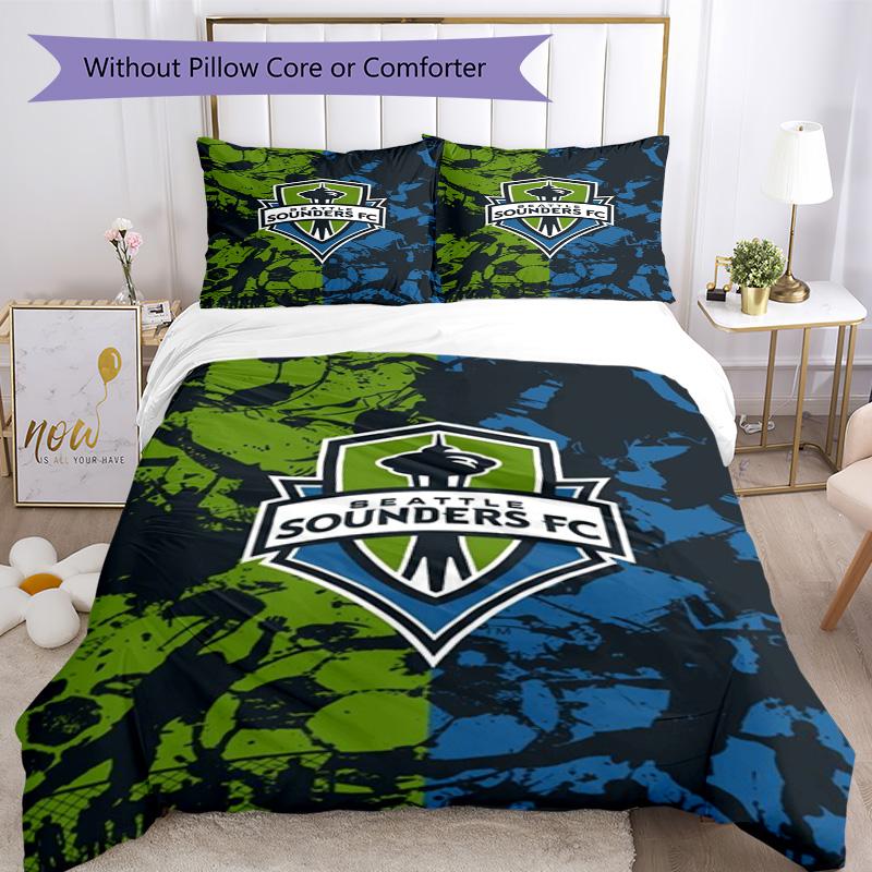 Seattle Sounders FC Printed Pattern Duvet Cover Set – includes 1 duvet cover and 2 matching pillowcases Bedroom decor Christmas gifts
