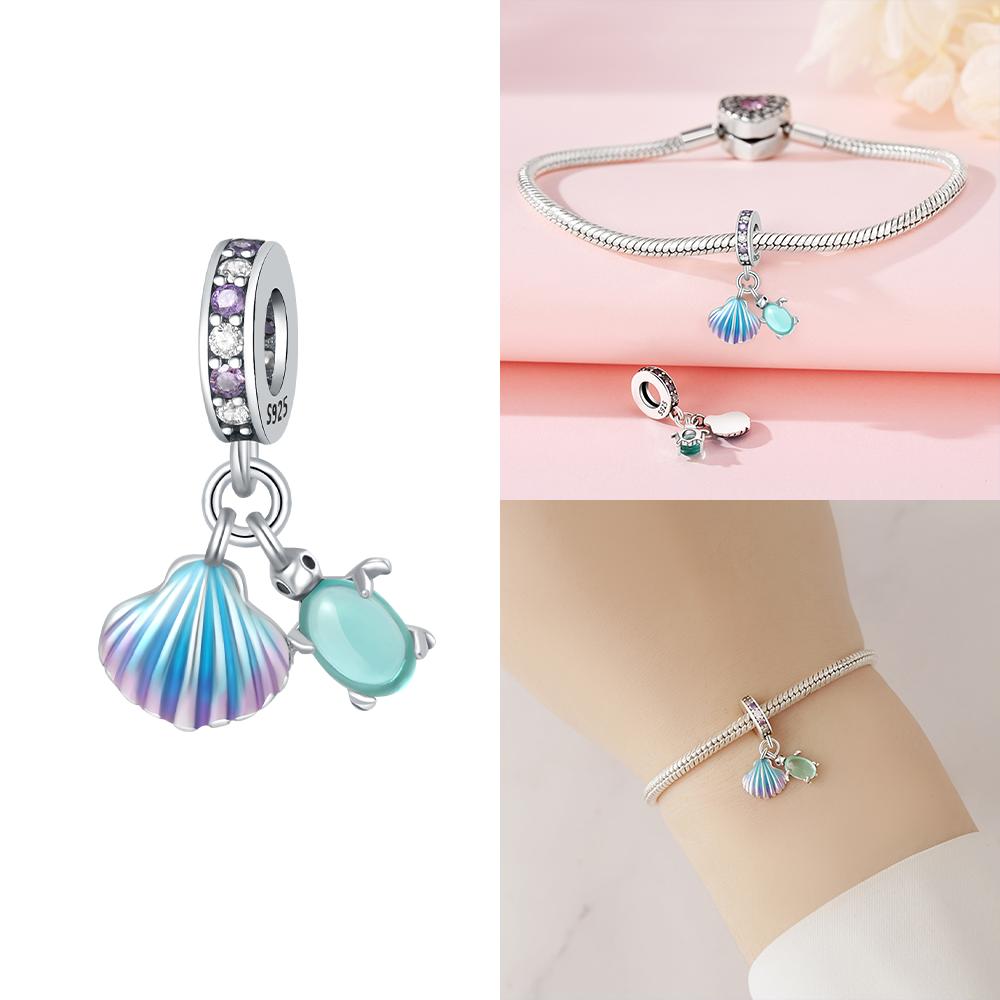 Authentic Murano Blue Turtle Pink Glass Bead Charms Compatible With Bracelets Charm Bead Charms Copper Jewellery Making Diy Anniversary Gift