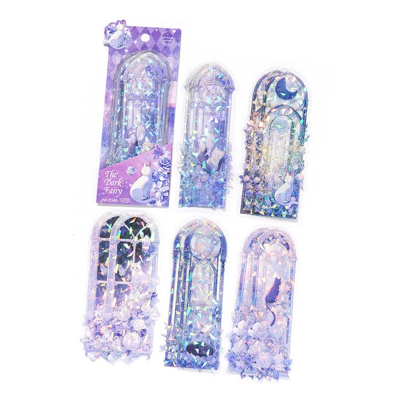Momo Star Wish River Series: PET Sticker Bookmark with Shell Light & Hot Stamping for Journal Decoration - 10 Sheets/Pack, 4 Designs.