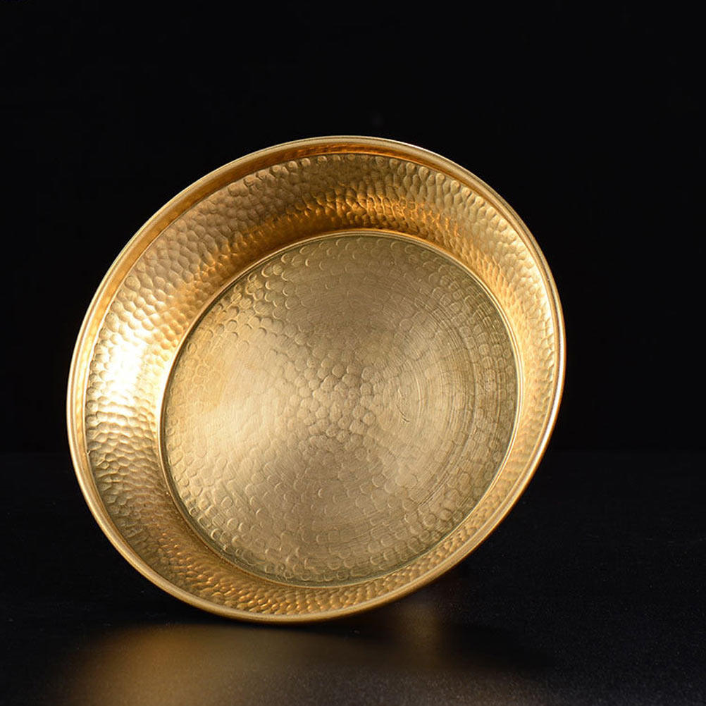 Exquisite Handcrafted Copper Tray for Buddhist Temples and Home Use Multi-Function Decorative Offering Plate Desktop Household