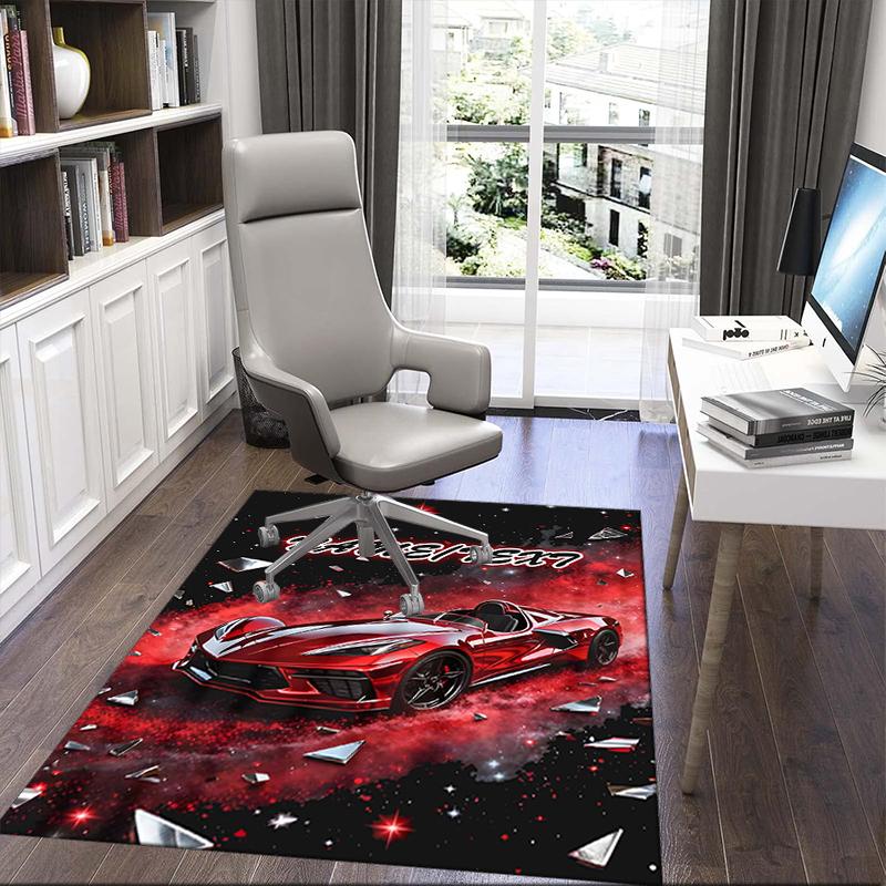 1PC Custom Name Sports Car Galaxy" Theme Floor Mat Ideal for Living Room, Game Rooms, Office, Bedroom,Floor Mat Playful Design