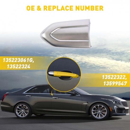 Exterior Door Lock handle Cap Cover Trim 2014- For Cadillac CTS Silver ABS