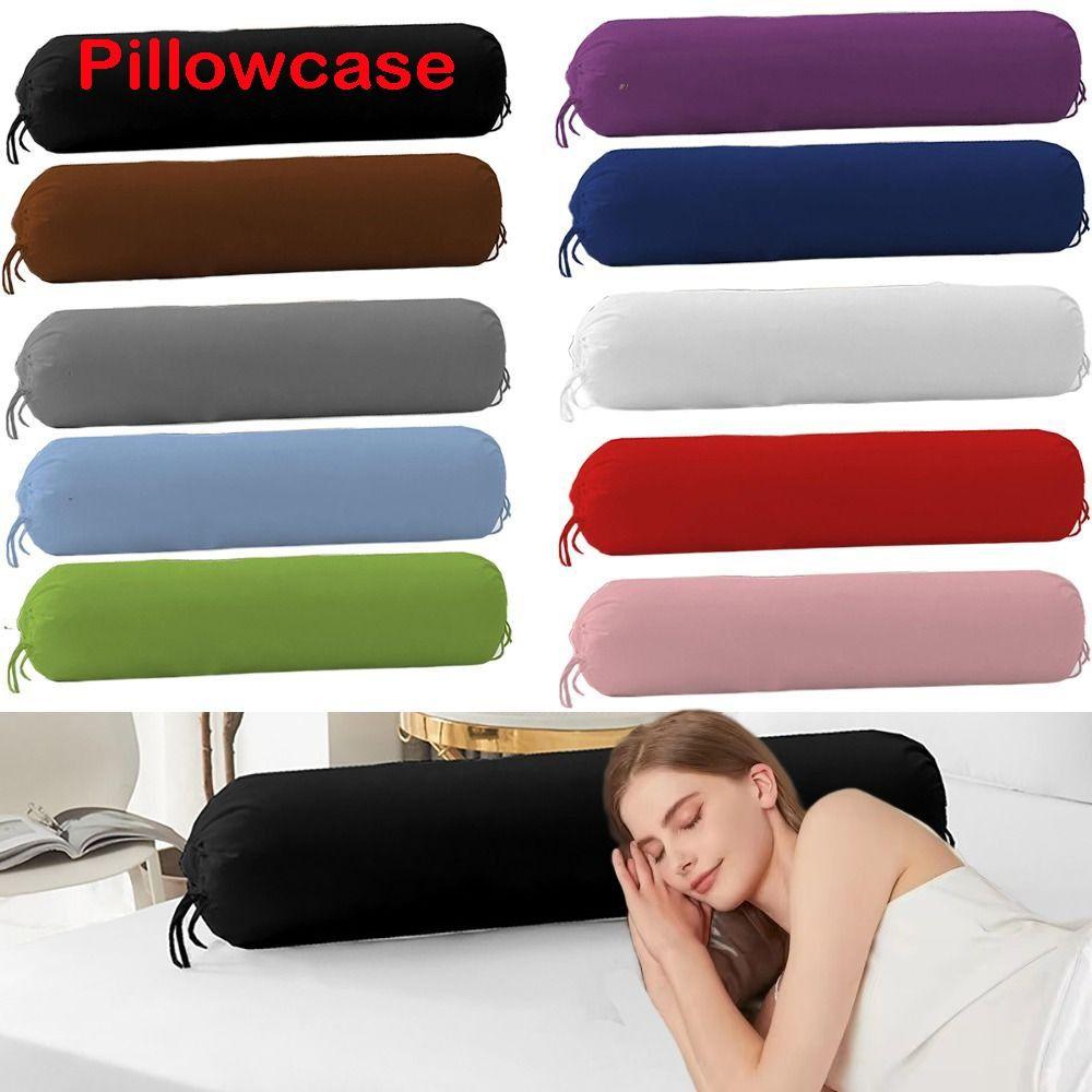 Solid Color Bedroom Neck Bolster Pillowslip Washable Pillow Case Headrest Pillow Cover