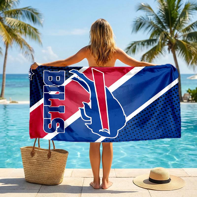 Bills Team Fashion Beach Towel: Ideal for Summer Adventures Soft, Absorbent and Quick Drying Suitable for Swimming and Bathing