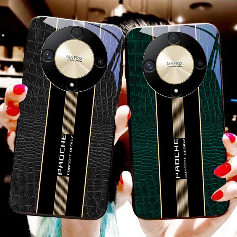 Scucitura in Pelle Per Honor Magic 6 50 70 90 Lite X7b 200 Pro Nova 10 Nova 5T X6 P30 Pura 70 Ultra Custodia in Vetro Temperato