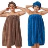 Large Size Adjustable Bath Skirt and Hair Dry Cap Set Slip Resistant Oversize Bathrobe for Women Spa Home Travel Beach