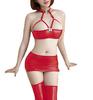 R-STYLE Queen-Style Open Cup Bondage Suit Set with Original Sexy Panties (Red)