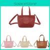 Fashion Girls Basket Bag Minimalist Solid Color Toddler Handheld Bucket Bag