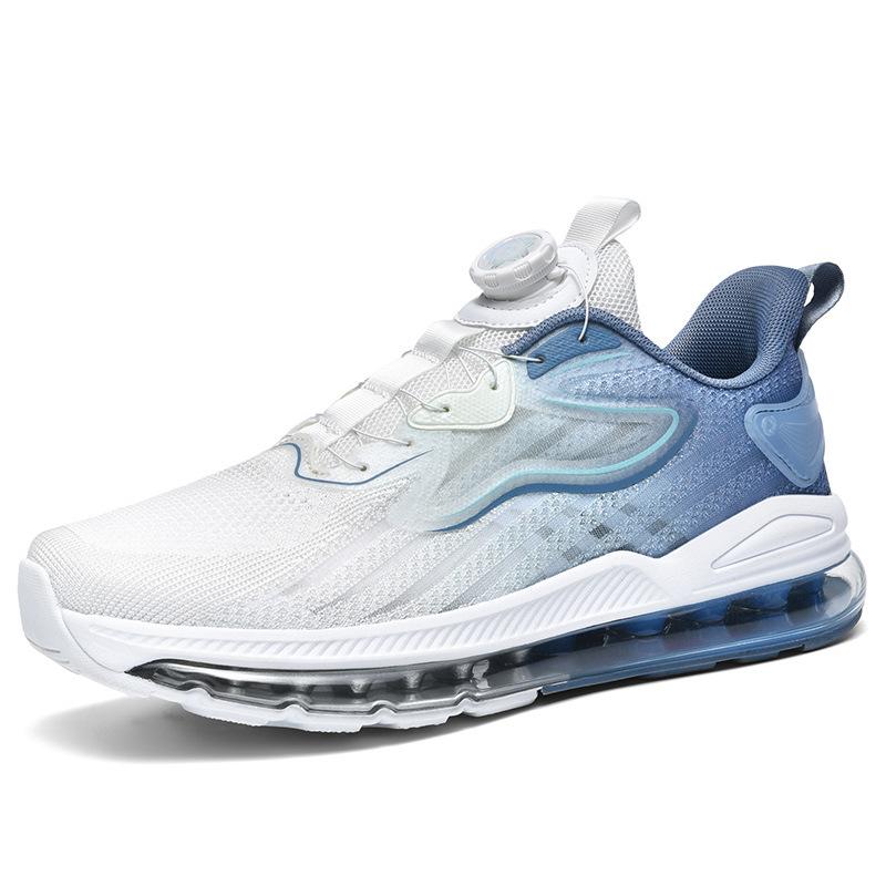 Extra large size fly-woven mesh men's shoes breathable rotating button running shoes teen students air cushion shock-absorbing sports shoes